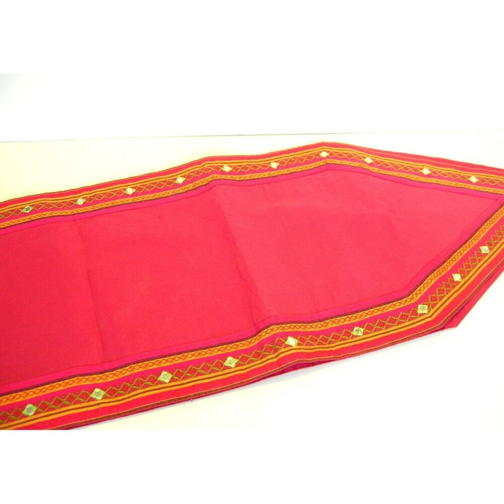 Boho Table Runner Hot Pink with Mirror Trim 72" - Picture 6 of 6